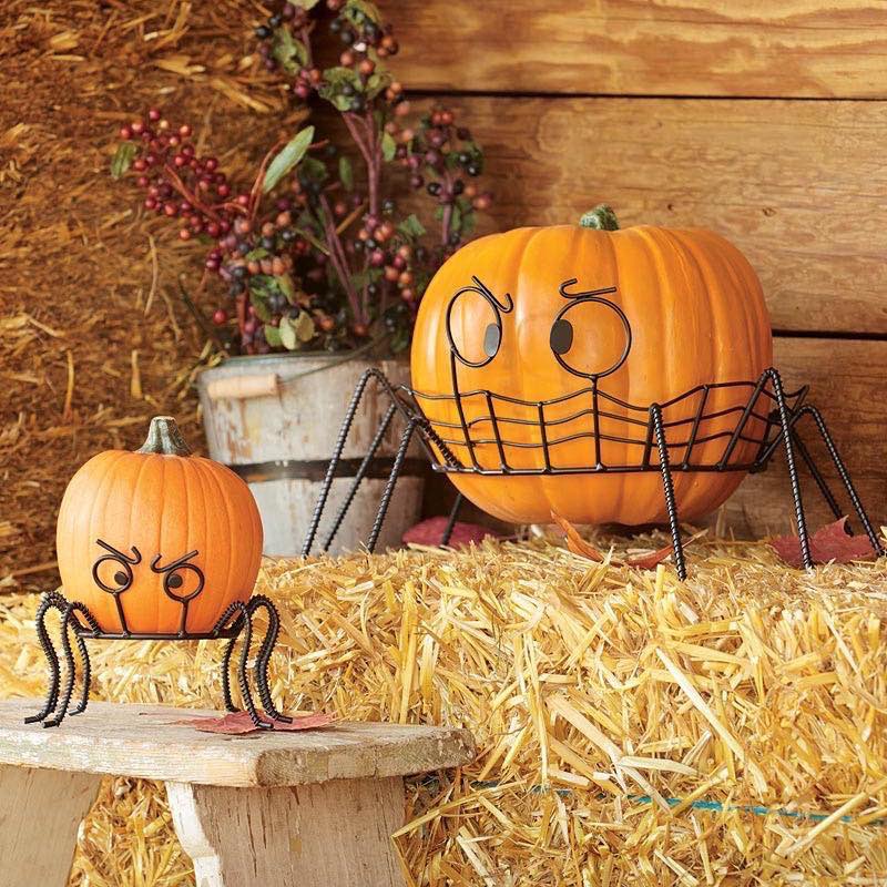 Spooky Spider Pumpkin Holders, Set of 2