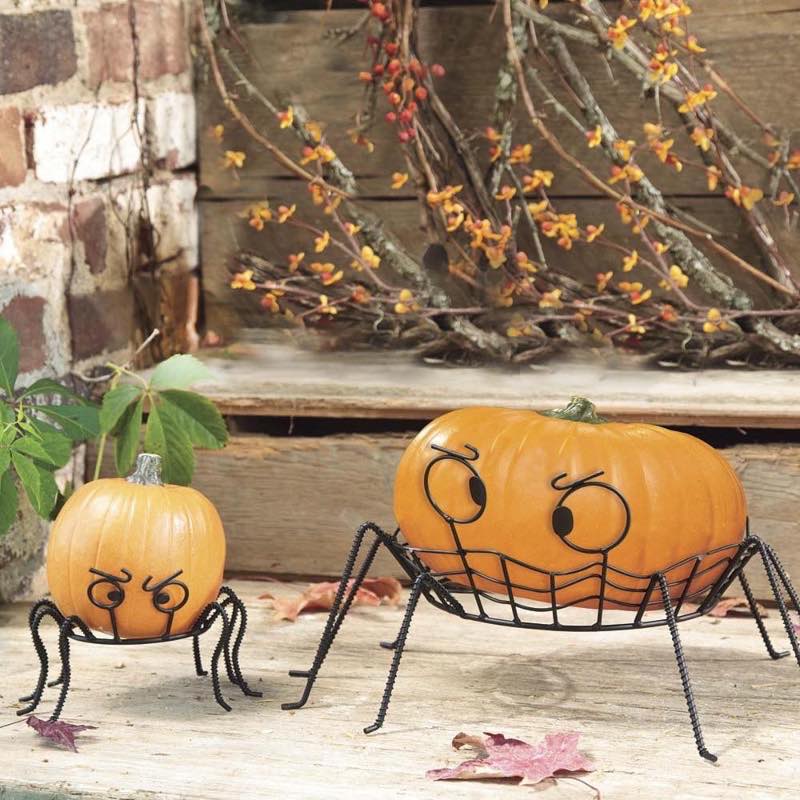 Spooky Spider Pumpkin Holders, Set of 2