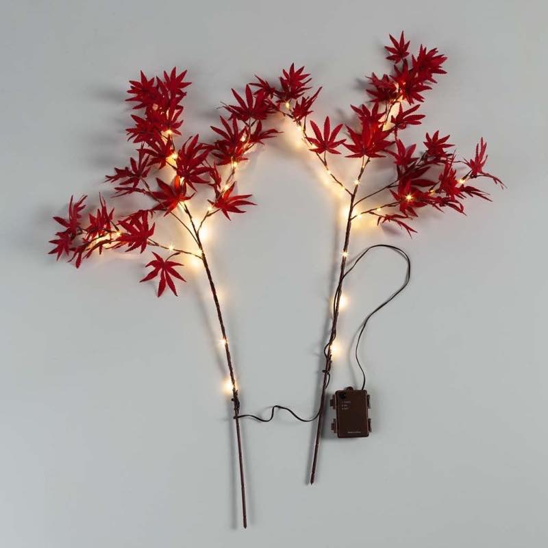 Indoor/Outdoor Lighted Japanese Maple Tree Connected Branches, Set of 2