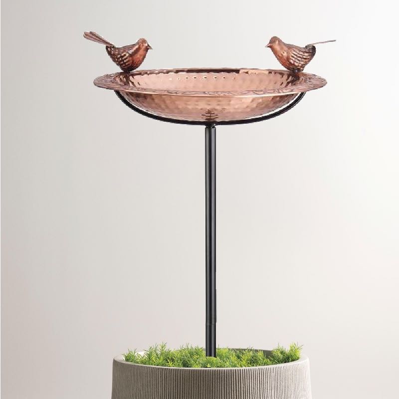 Pure Copper Birdbath with Stake