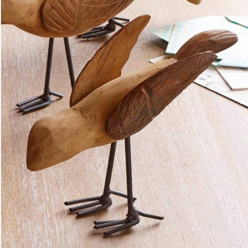 Deseo Reclaimed Teak Birds, Set of 6