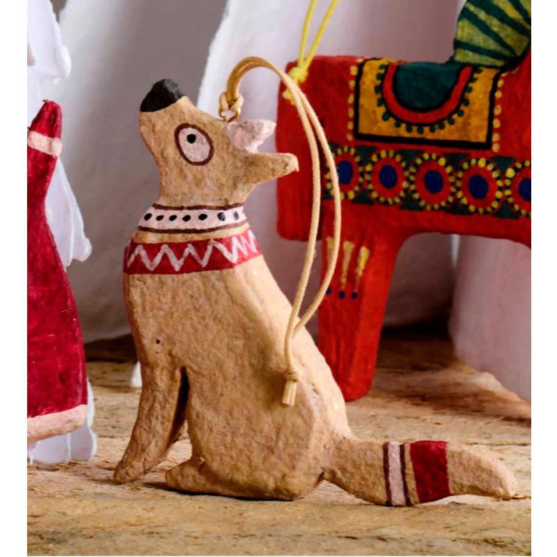 Recycled Fabric-Mache Dog Ornament