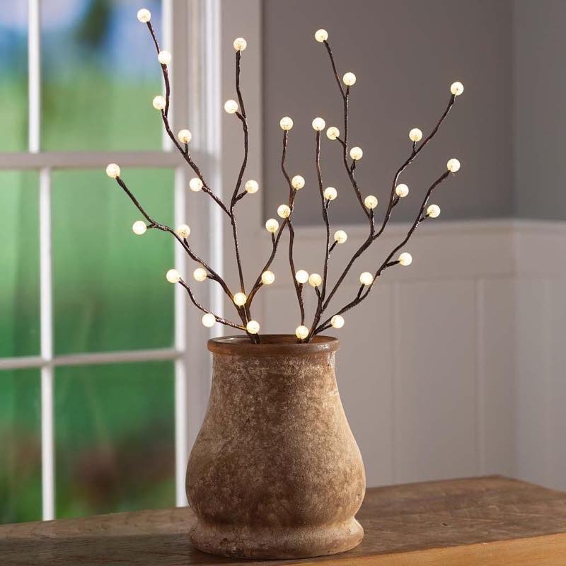 Indoor/Outdoor Lighted Mini Globe Branches, Set of 2