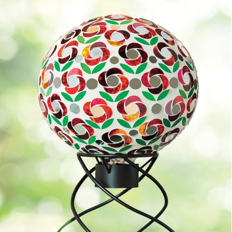 Poinsettia Mosaic Glass Gazing Ball