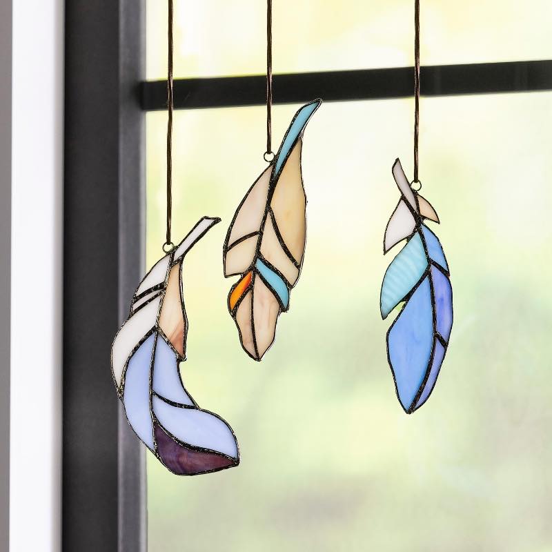 Stained Glass Feathers, Set of 3