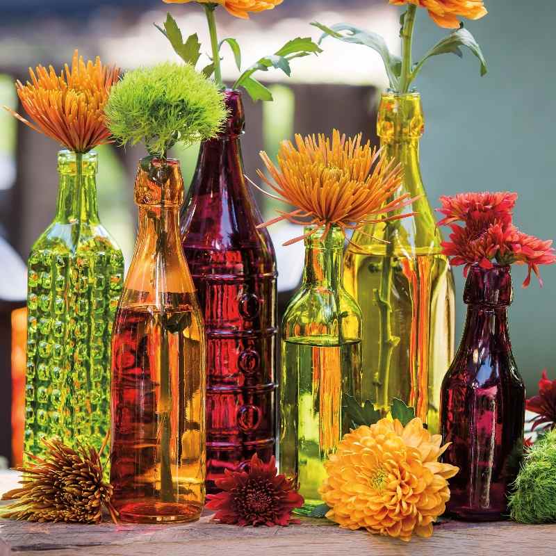 Colorful Garden Glass Bottles, Set of 6