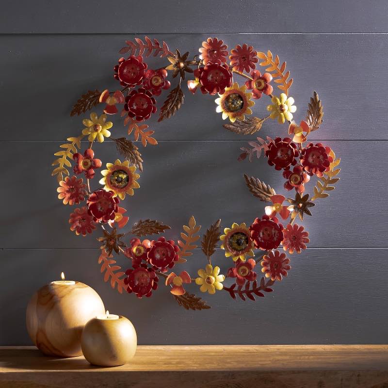 Fall Flower Metal Wreath