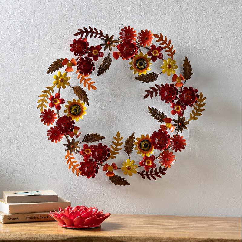 Fall Flower Metal Wreath