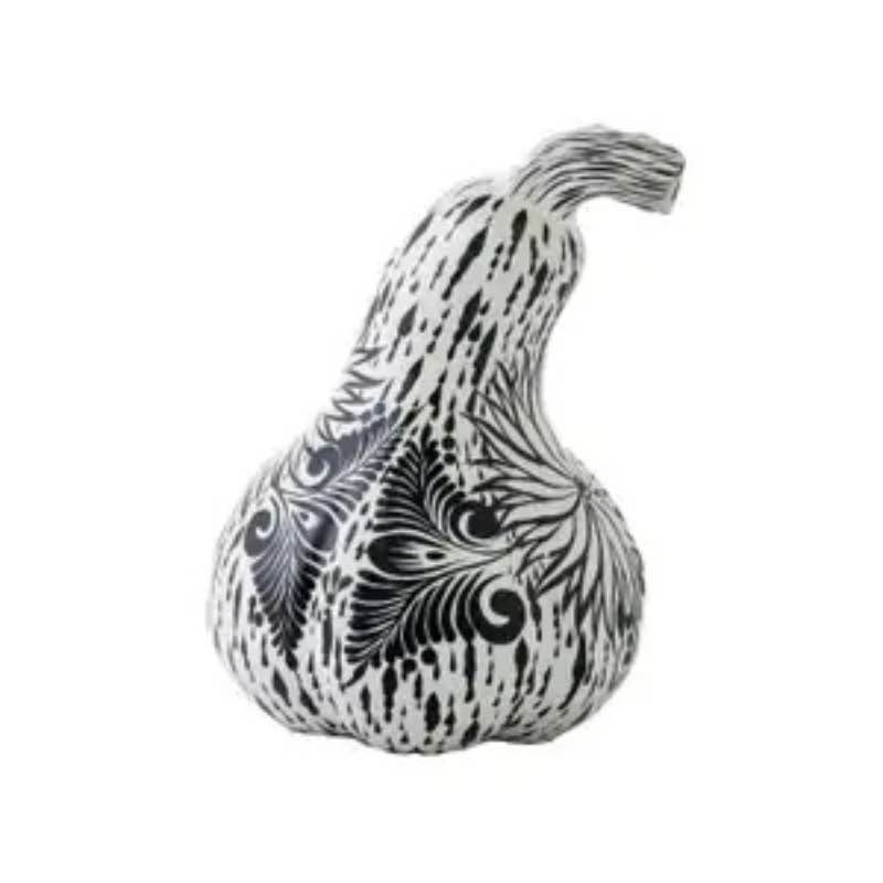 Handcrafted Talavera Black and White Gourd