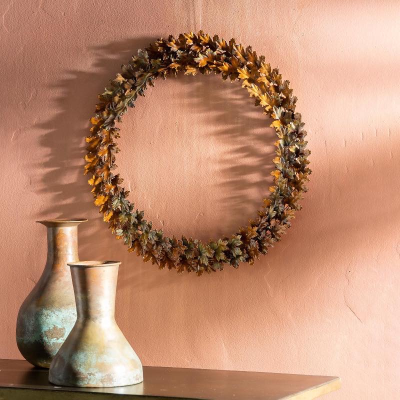 Handcrafted Autumnal Metal Leaf Wreath