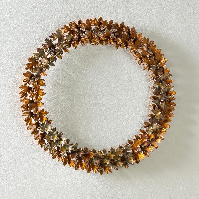 Handcrafted Autumnal Metal Leaf Wreath