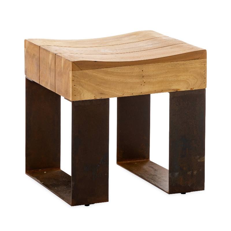 Indoor/ Outdoor Montanha Reclaimed Wood and Metal Stool