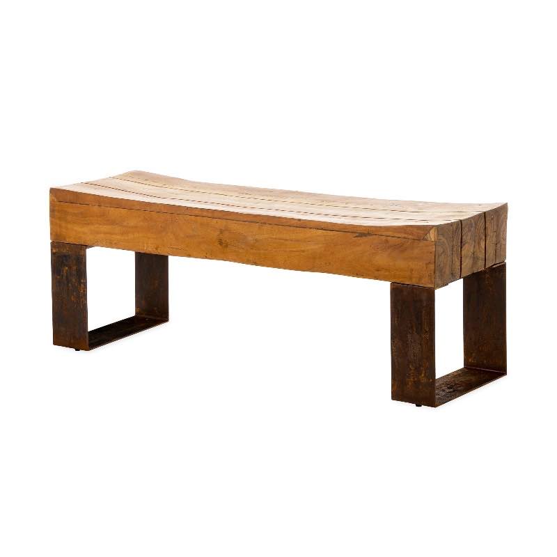 Indoor/ Outdoor Montanha Reclaimed Wood and Metal Bench