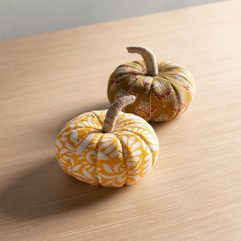 Handcrafted Sari Pumpkins, Set of 2