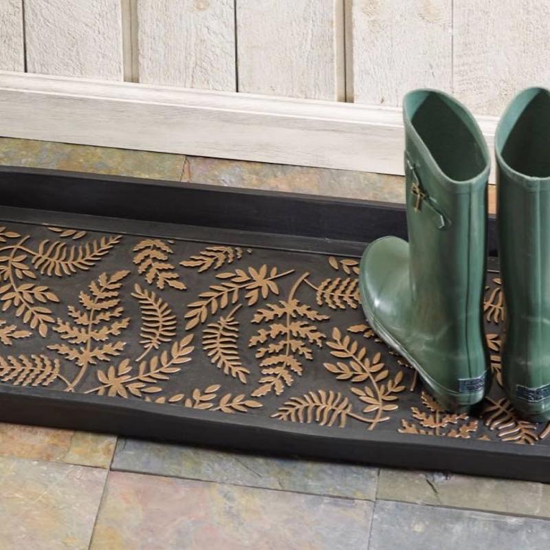 Copper-Brushed Ferns Rubber Boot Tray