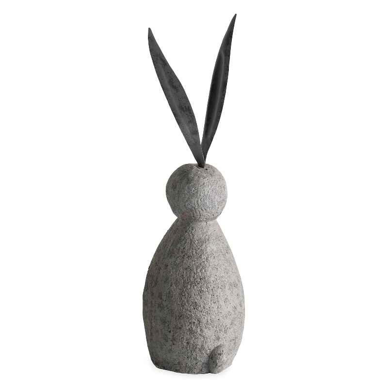 Faux Stone and Metal Rabbit Sculpture, Short