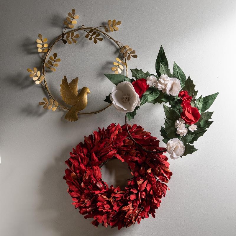 Handcrafted Fabric Amaryllis Wreath