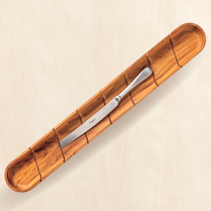 Slotted Bread Slicing Tray with Knife