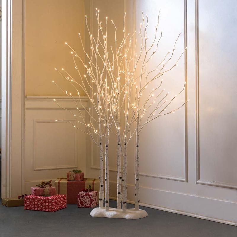 Indoor/Outdoor LED Birch Lighted Trees with 175 Lights, Including 5 trees, 4.5'H