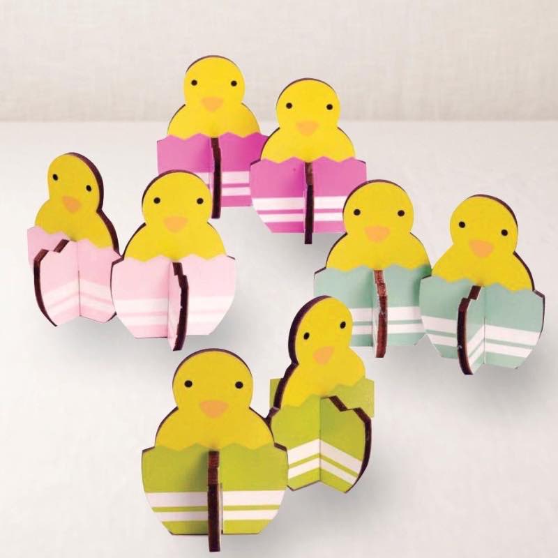 Spring Chick Decorations, Set of 8