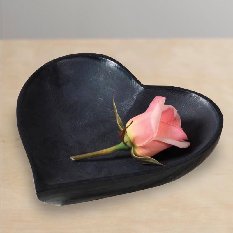 Hand-Carved Black Soapstone Heart Bowl