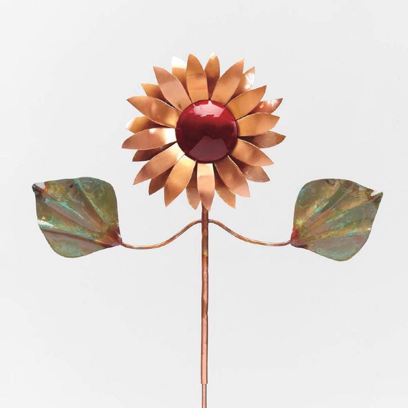 Handcrafted Copper Sunflower Garden Stake