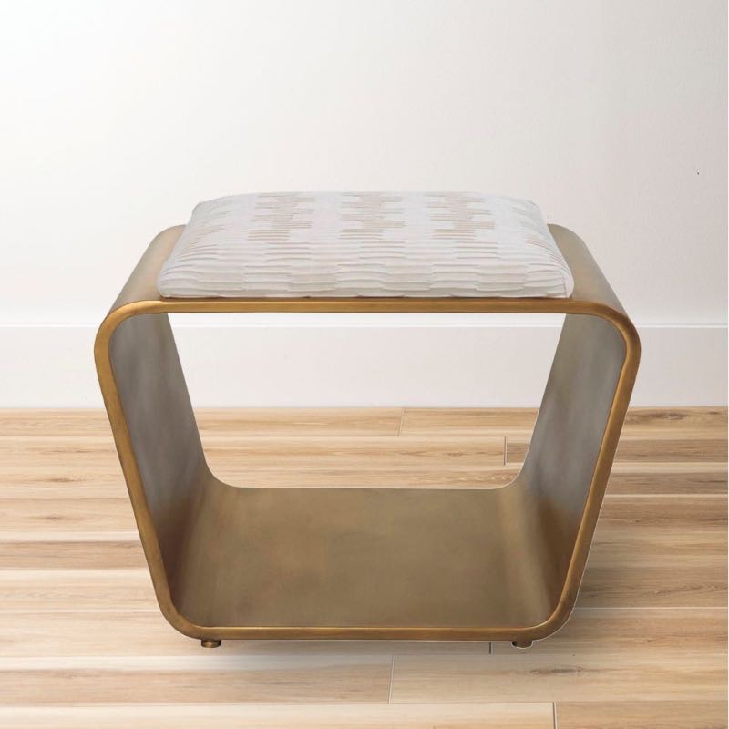 Gold Finish Upholstered Bench/ Stool