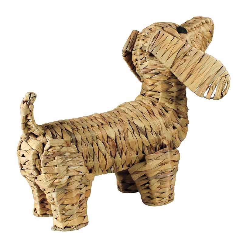 Standing Woven Water Hyacinth Dog Sculpture
