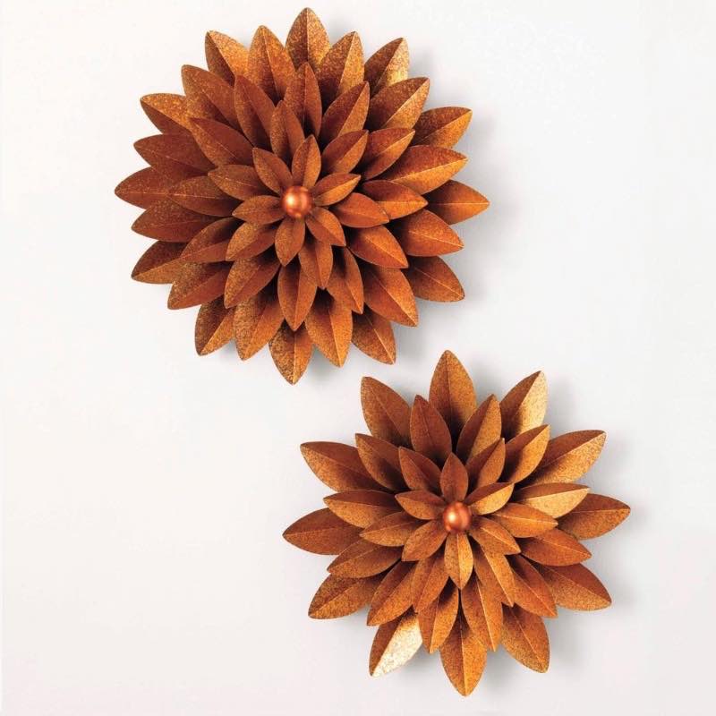 Dimensional Metal Wall Flowers, Set of 2