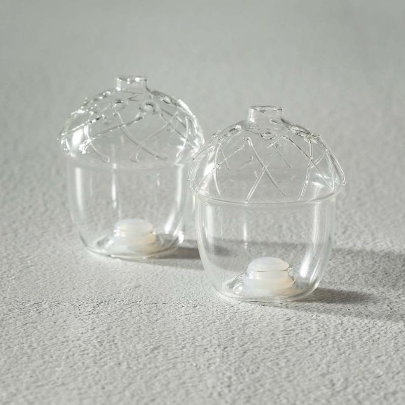 Glass Acorn Salt and Pepper Shakers, Set of 2