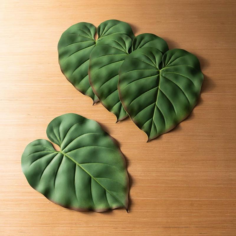 Faux Tropical Philodendren Leaf Placemats, Set of 4