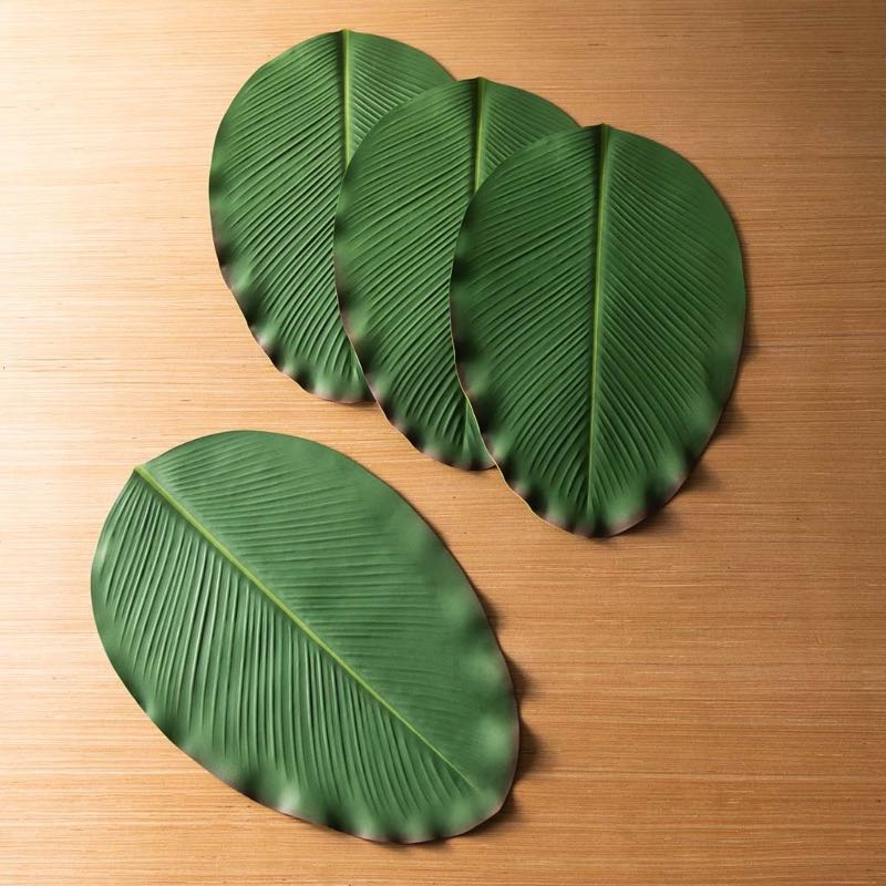 Faux Tropical Heliconia Leaf Placemats, Set of 4