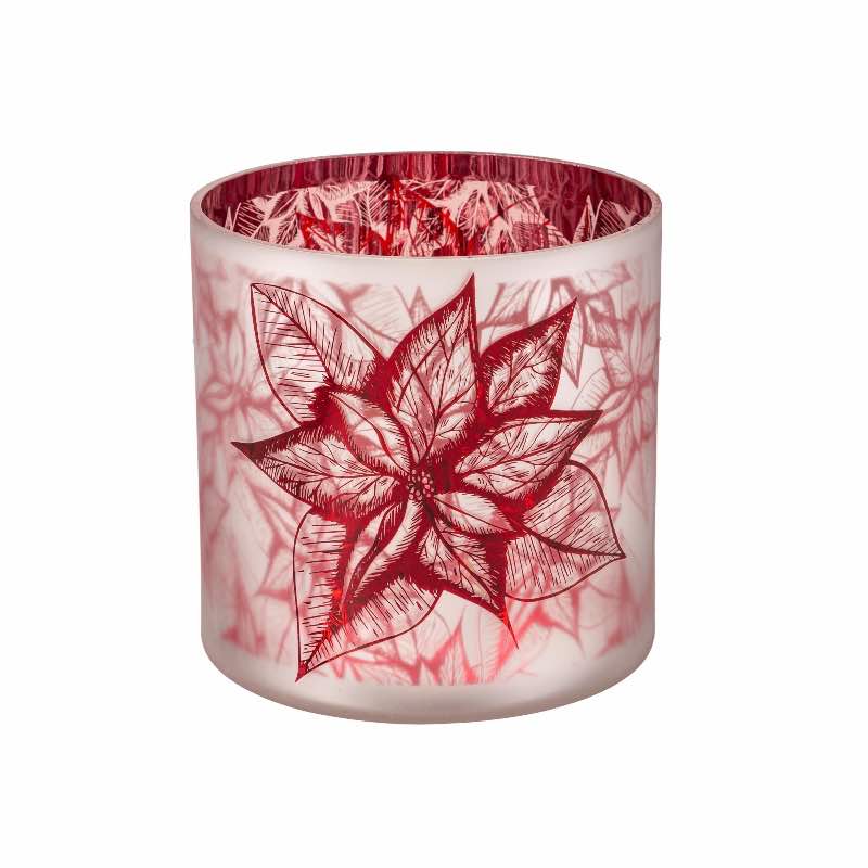 Poinsettia Glass Hurricane, Large