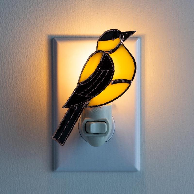 Handcrafted Stained Glass Goldfinch Night Light