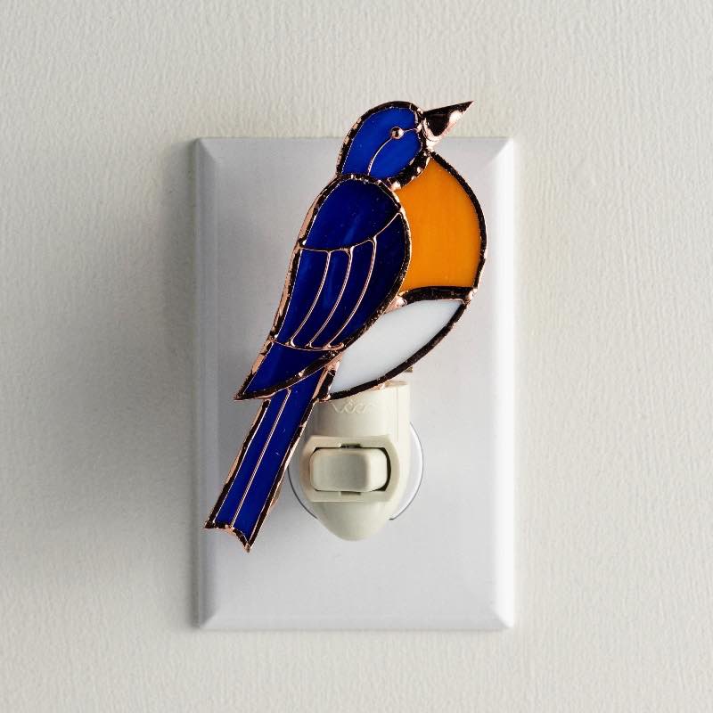 Handcrafted Stained Glass Bluebird Night Light