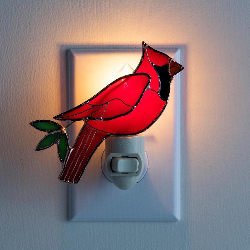 Handcrafted Stained Glass Cardinal Night Light