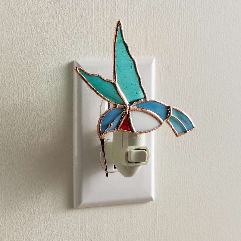 Stained Glass Hummingbird Nightlight