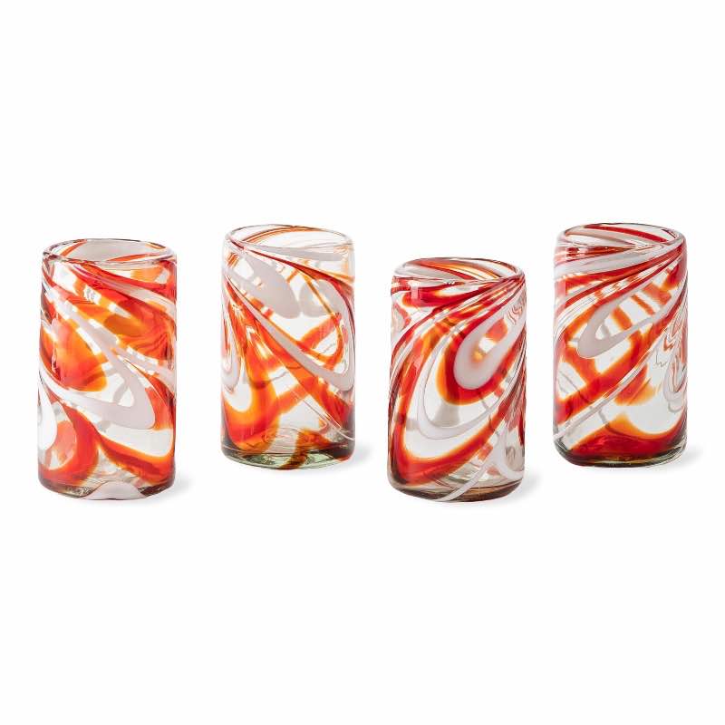 Holiday Swirl Recycled Glass Pints, Set of 4