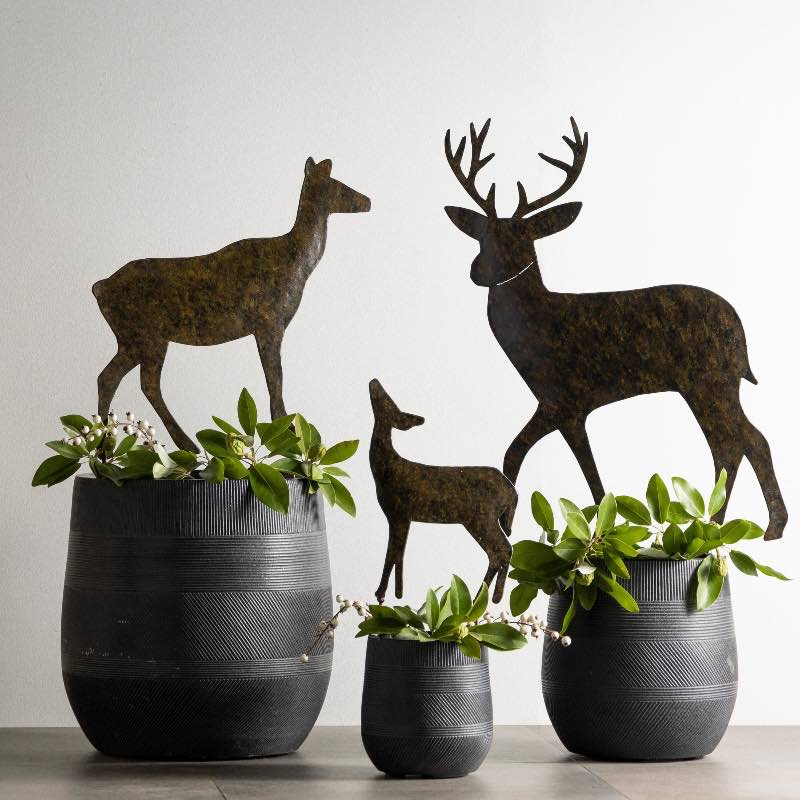 Metal Deer Family Stakes, Set of 3