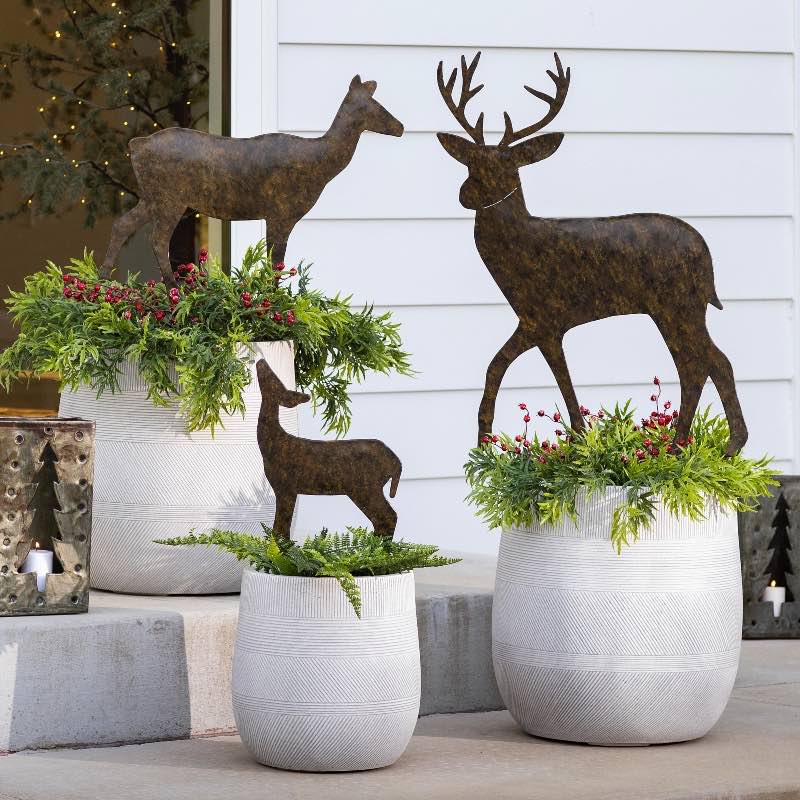 Metal Deer Family Stakes, Set of 3