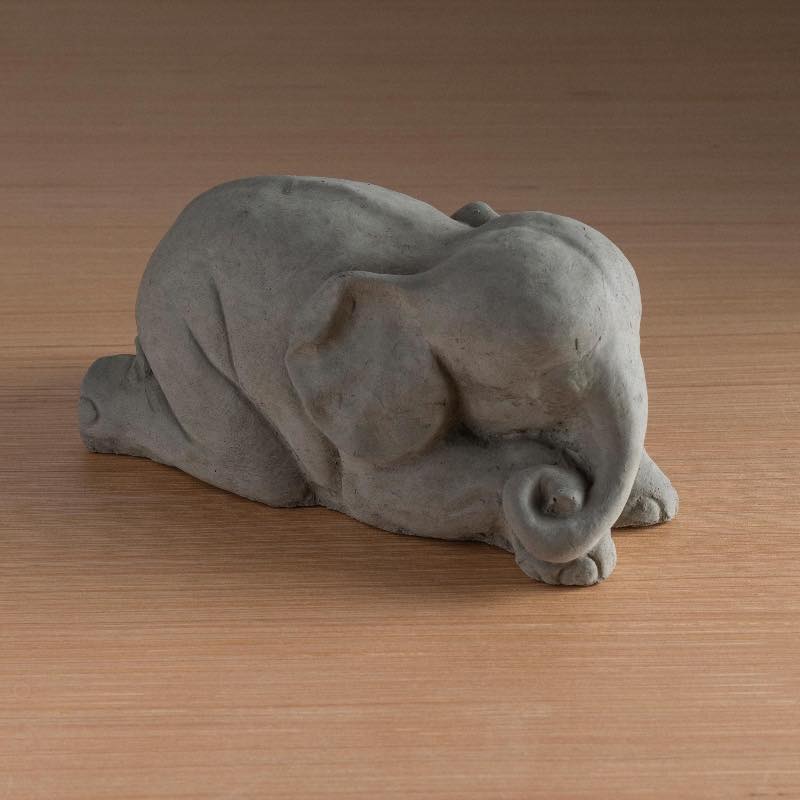 Handcrafted Stone Sleeping Baby Elephant Garden Sculpture