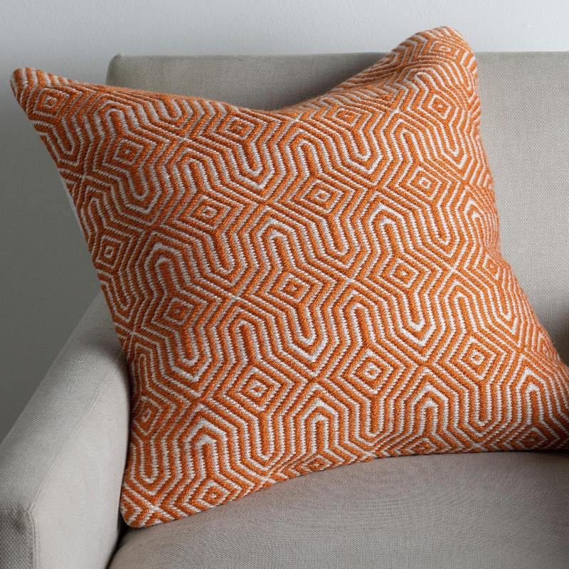 Indoor/Outdoor Textured Orange Polyester Accent Pillow