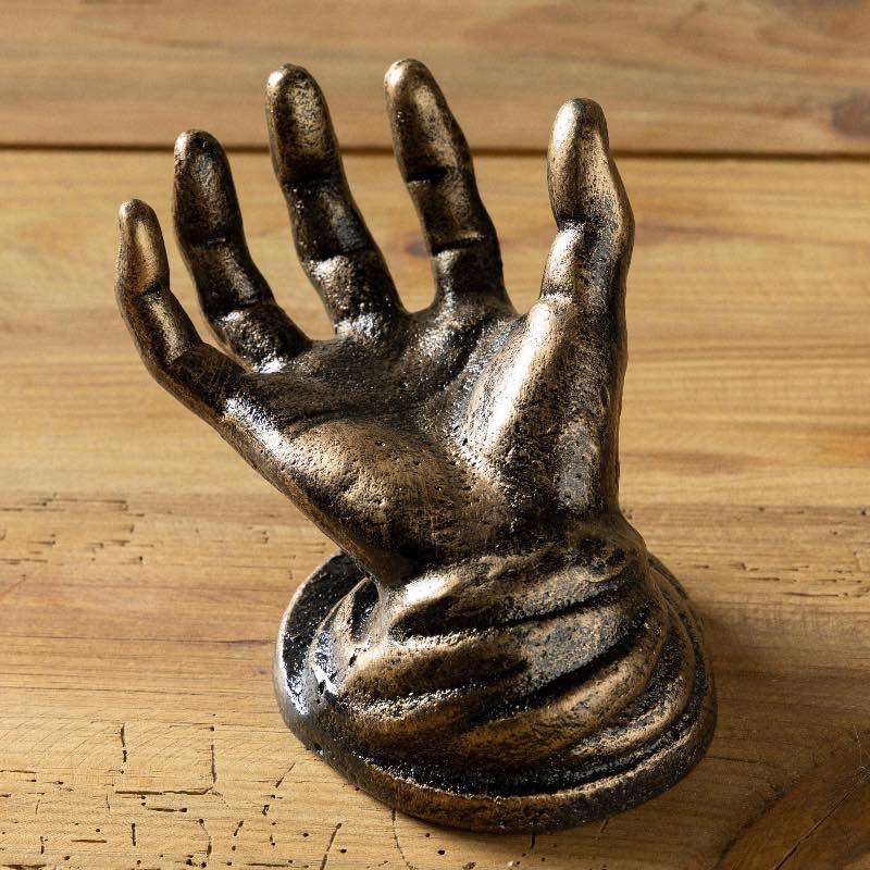 Bronzed Cast Iron Hand Statue with Black Finish