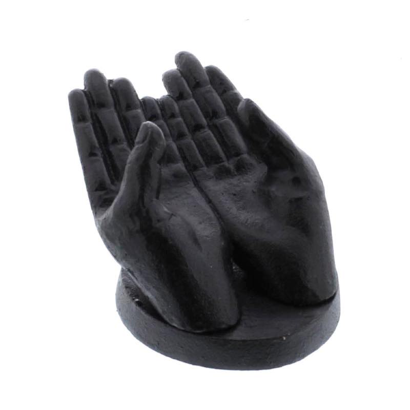 Antique Black Cast Iron Hands Cardholder Statue