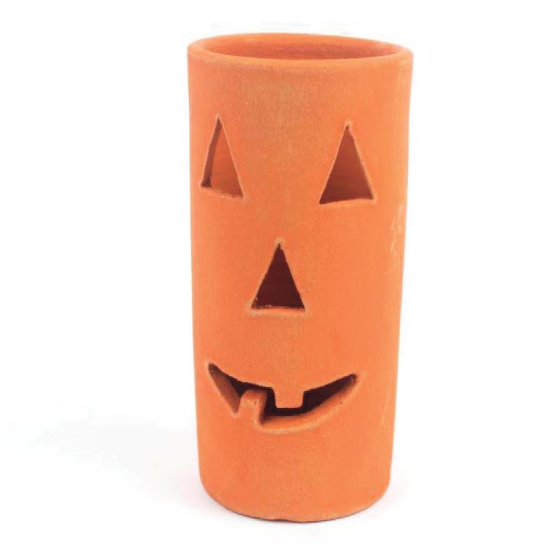 Artisan-Made Clay Halloween Jack-O-Lantern Tall Luminaries, Set of 6