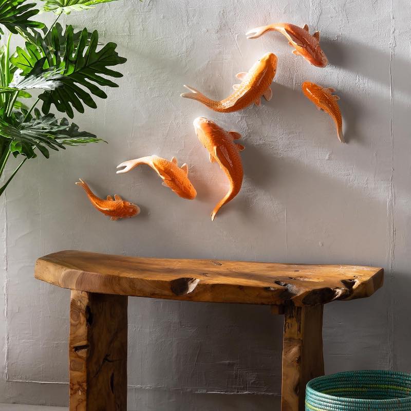 Ceramic Koi Fish Wall Art, Set of 3