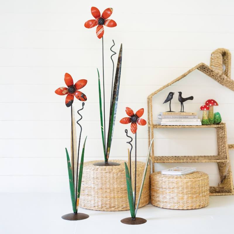 Recycled Iron Flowers, set of 3