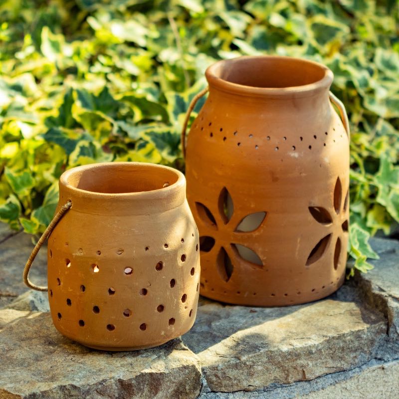 Cut-Out Dots Clay Lantern