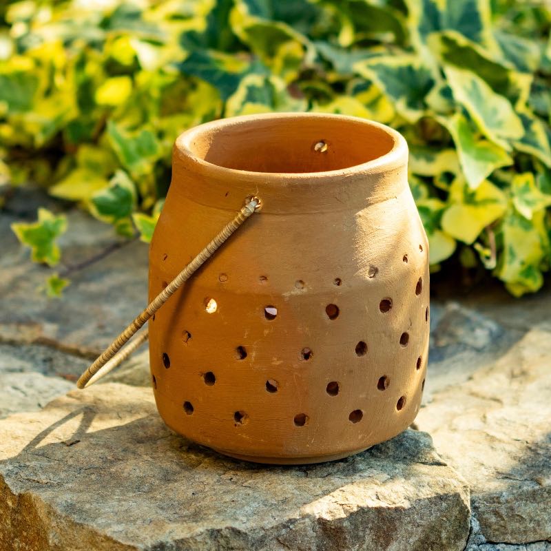 Cut-Out Dots Clay Lantern