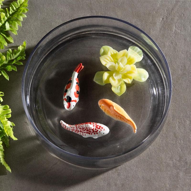 Small Floating Ceramic Koi Fish, Set of 3